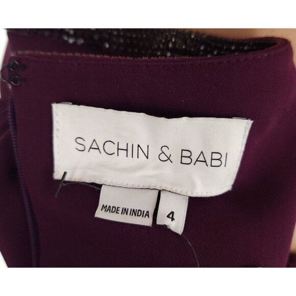 Sachin & Babi Ginny Crystal-trimmed Crepe Gown Size 4 Plum $695 - Picture 14 of 14